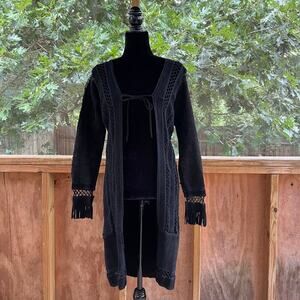 Misdemeanor Women's Vintage Black Suede Blend Open Cardigan Size M